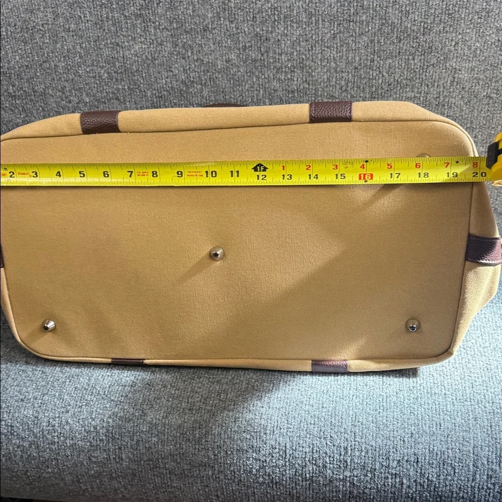 Brouk & Company Canvas Duffel with Brown Faux Leather Trim Shoulder Strap NEW